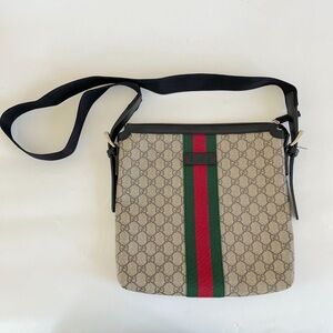 Gucci Beige and Green Men's Messenger Bag